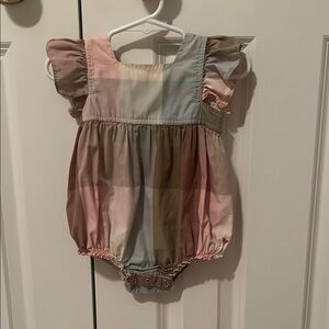 Pink and Tan Romper with Classic Silhouette